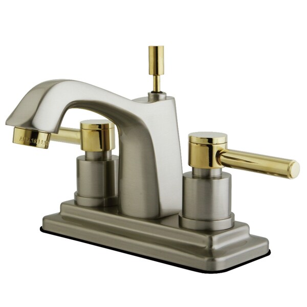 KS8649DL 4" Centerset Bathroom Faucet, Brushed Nickel/Polished Brass